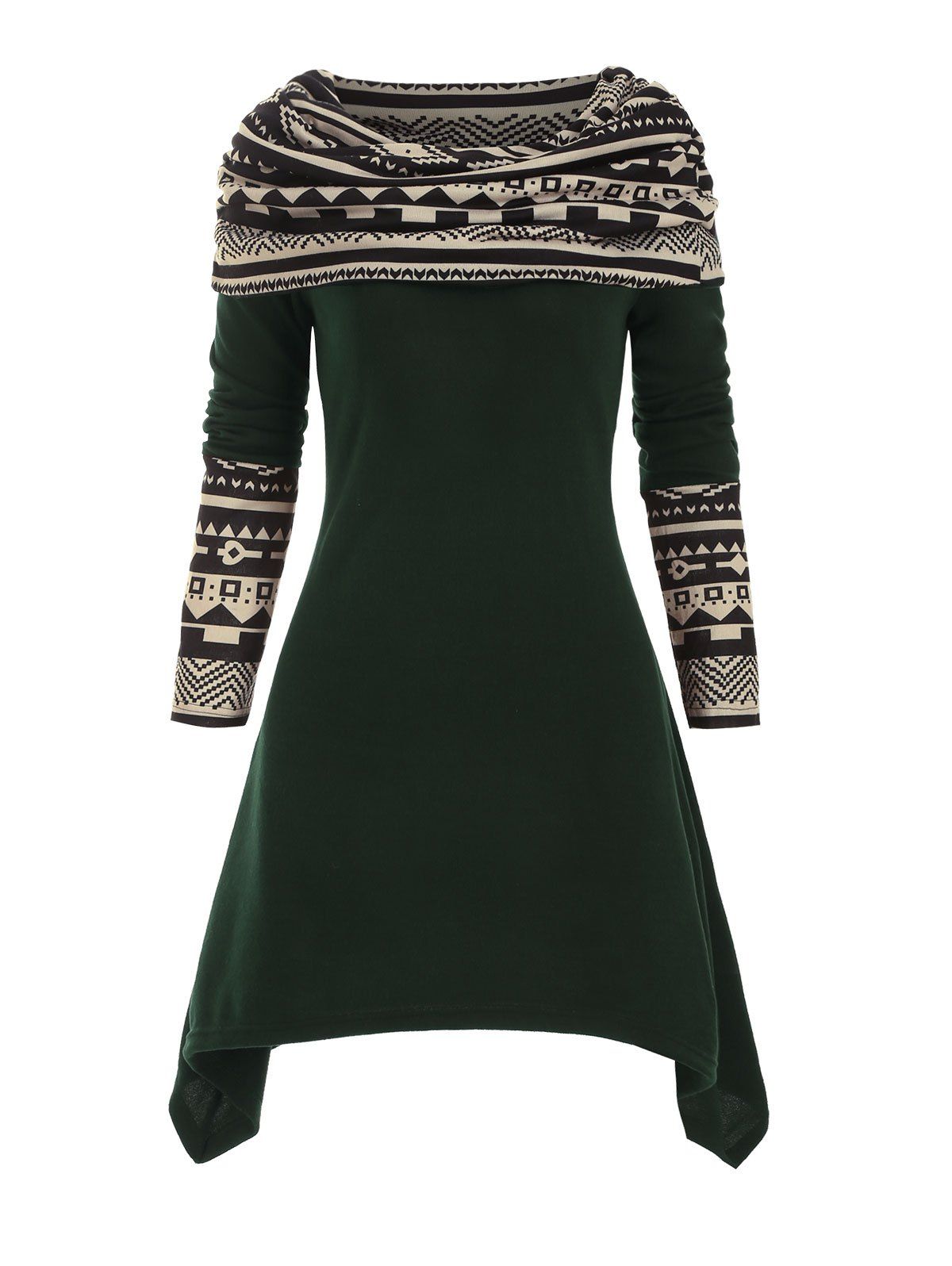 

Multiway Geometric Handkerchief Knitted Dress, Green