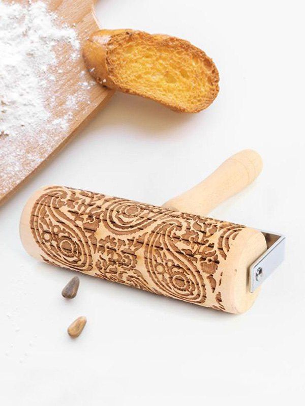 

Christmas Tree Elk Snowflake Star Pattern Embossing Rolling Pin, Multi-e