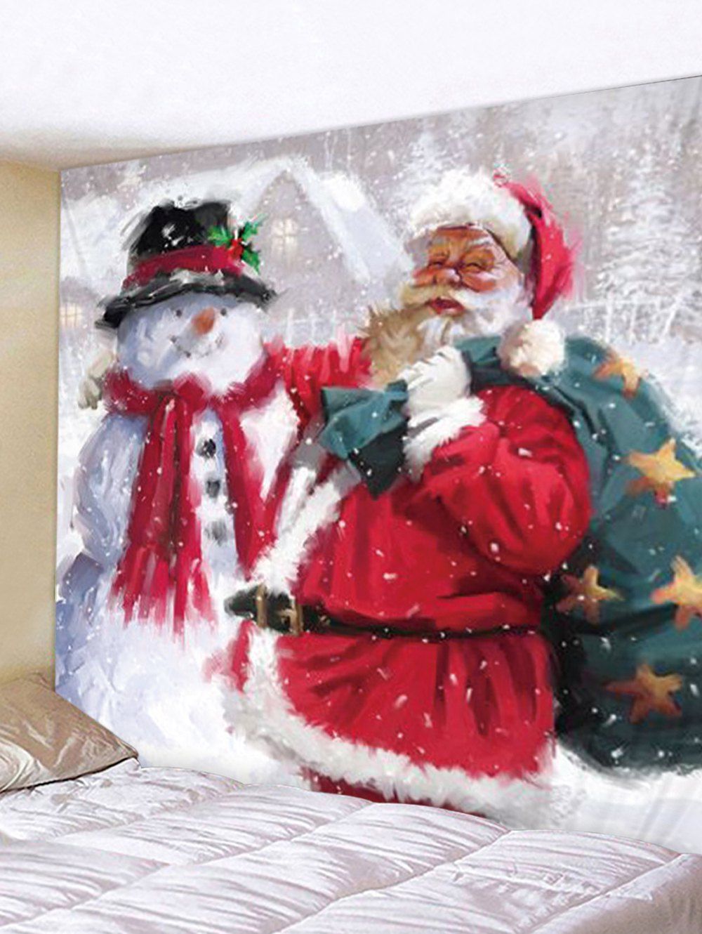 

Father Christmas Snowman Printed Tapestry, Multi