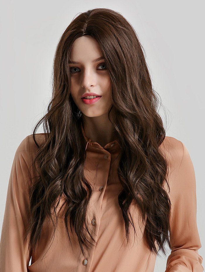 

Curly Center Part Long Synthetic Wig, Brown