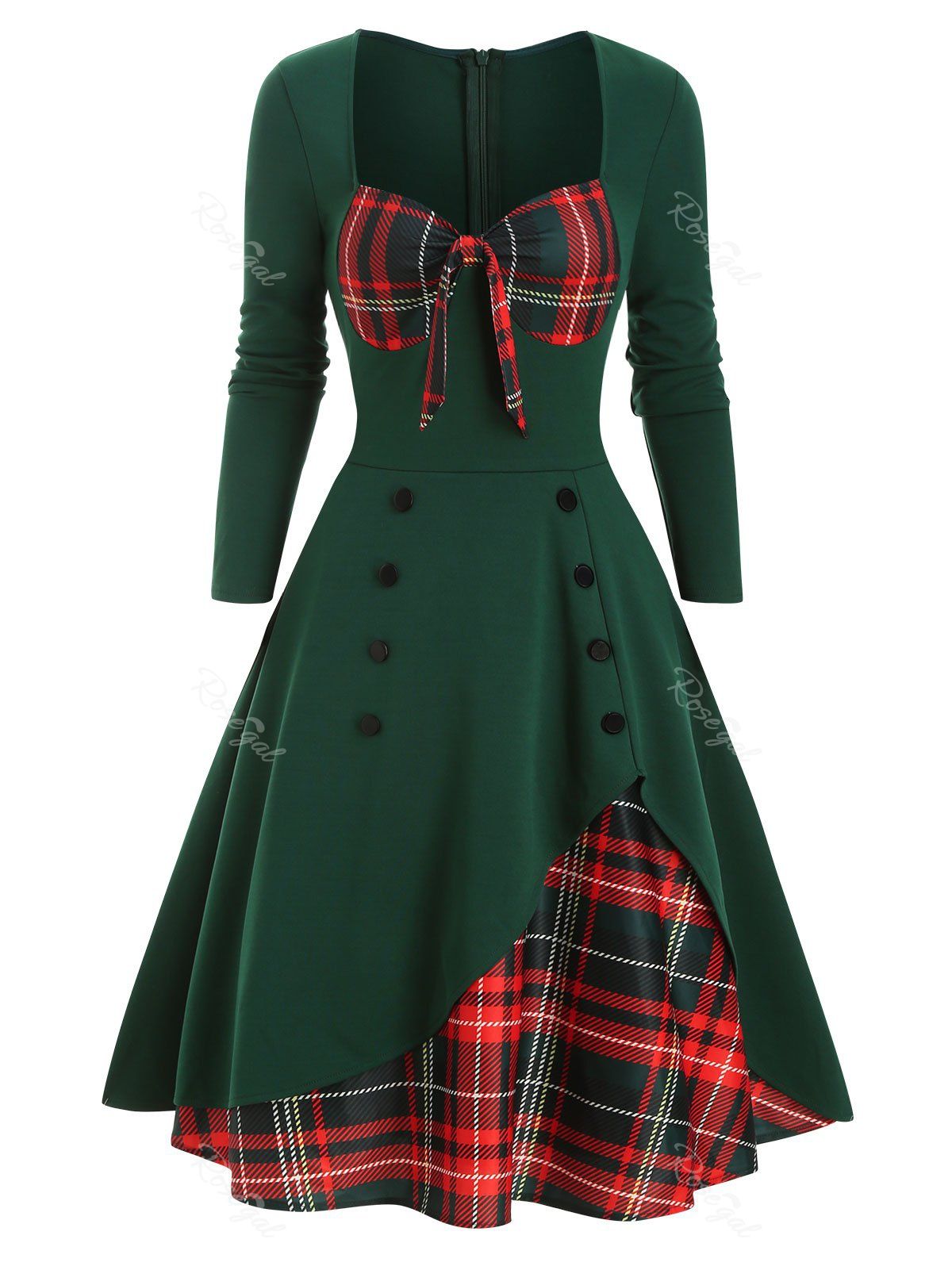 green plaid dress