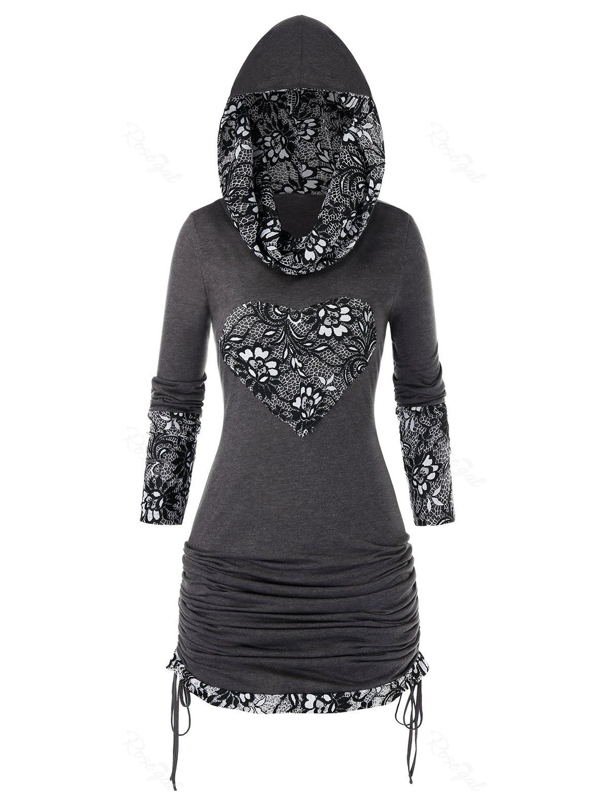 

Plus Size Tiny Floral Ruched Dress, Dark gray