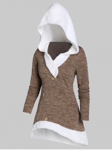 

Longline Two Tone Button Sweater, Khaki