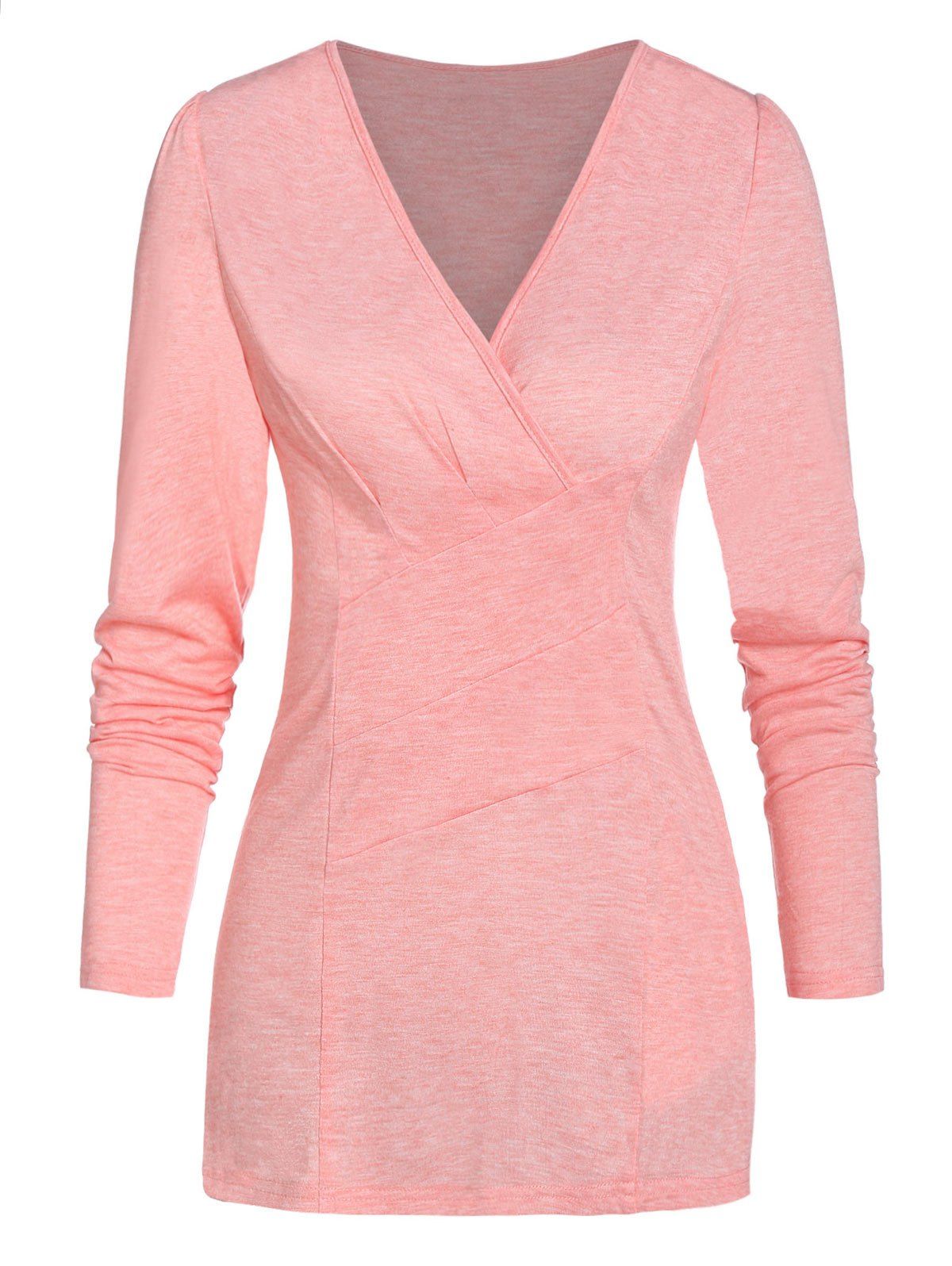 

Crinkle Surplice Tunic T Shirt, Orange pink