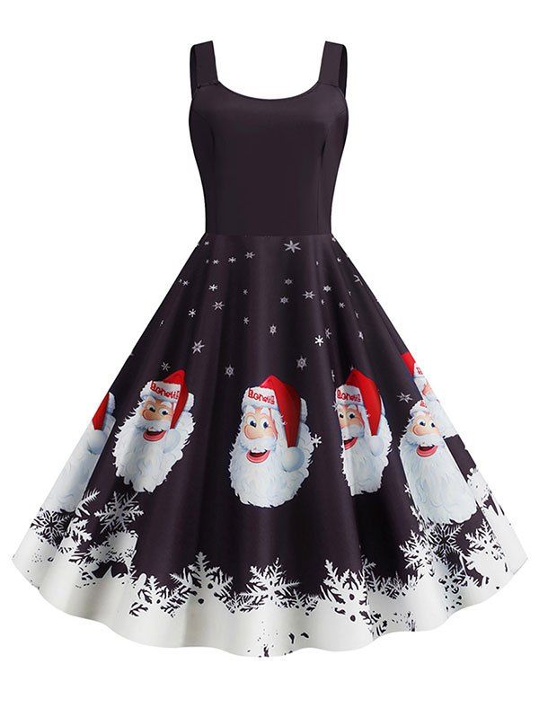 

Santa Claus Snowflake Christmas A Line Dress, Eggplant
