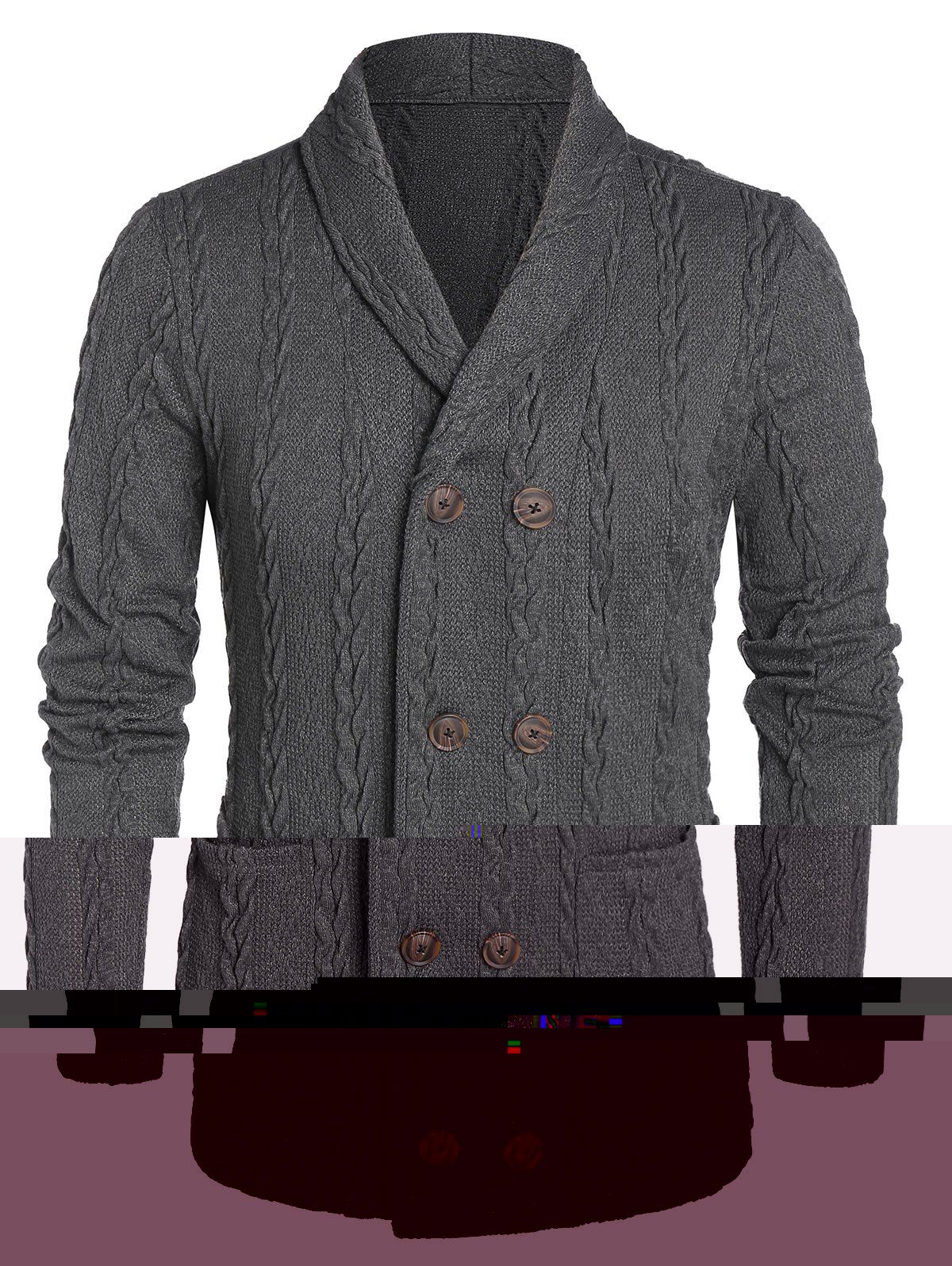 

Cable Knit Double Pocket Button Up Cardigan, Carbon gray