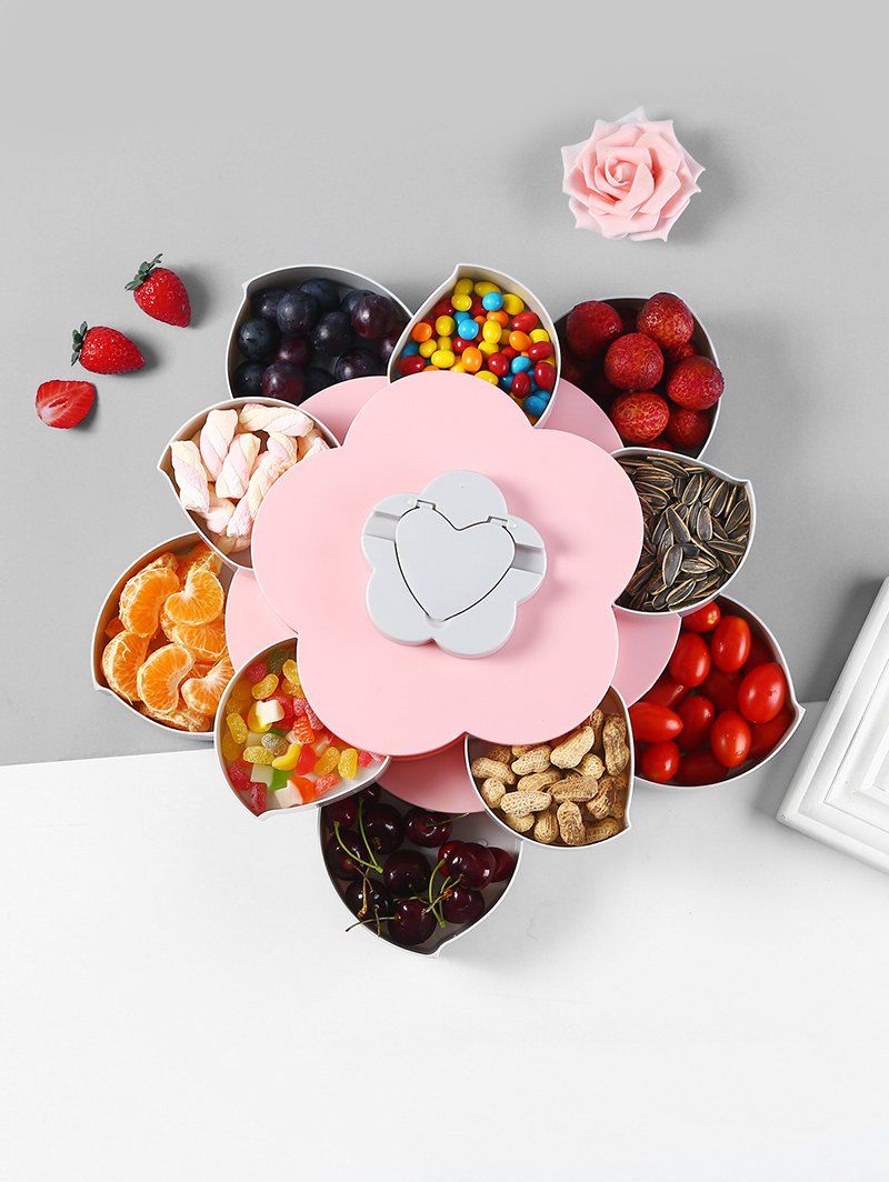 

Flower Shape Rotating Snack Containers Candy Storage Box, Pink