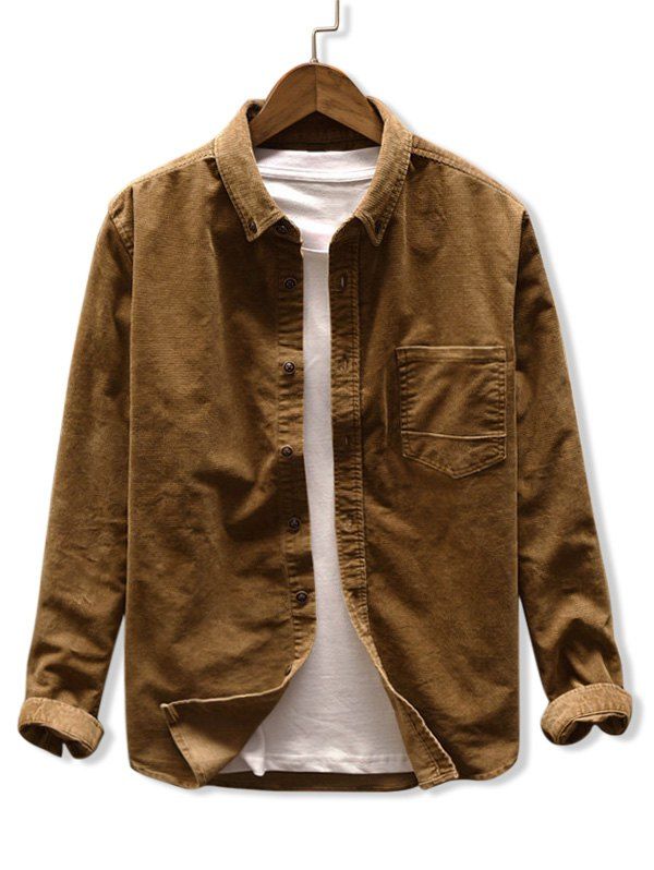 

Button Up Pocket Corduroy Shirt, Khaki