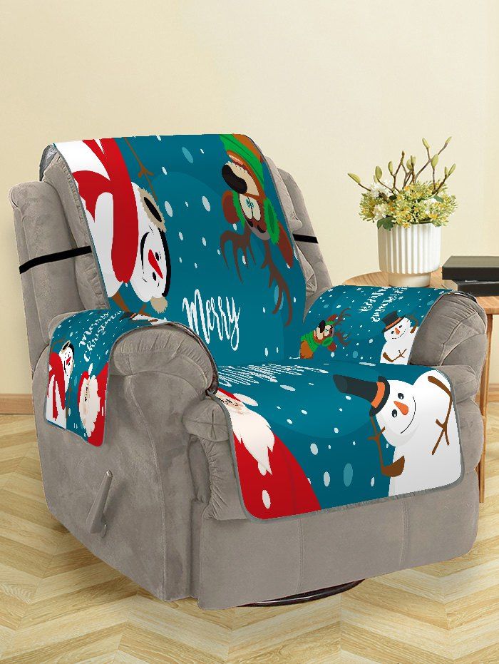 

Father Christmas Deer Snowman Couch Cover, Peacock blue