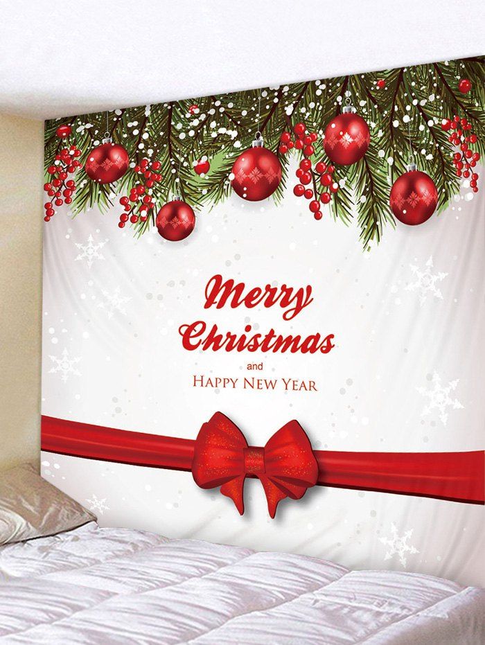 

Christmas Bowknot Tree Print Tapestry Wall Hanging Art Decoration, Multi