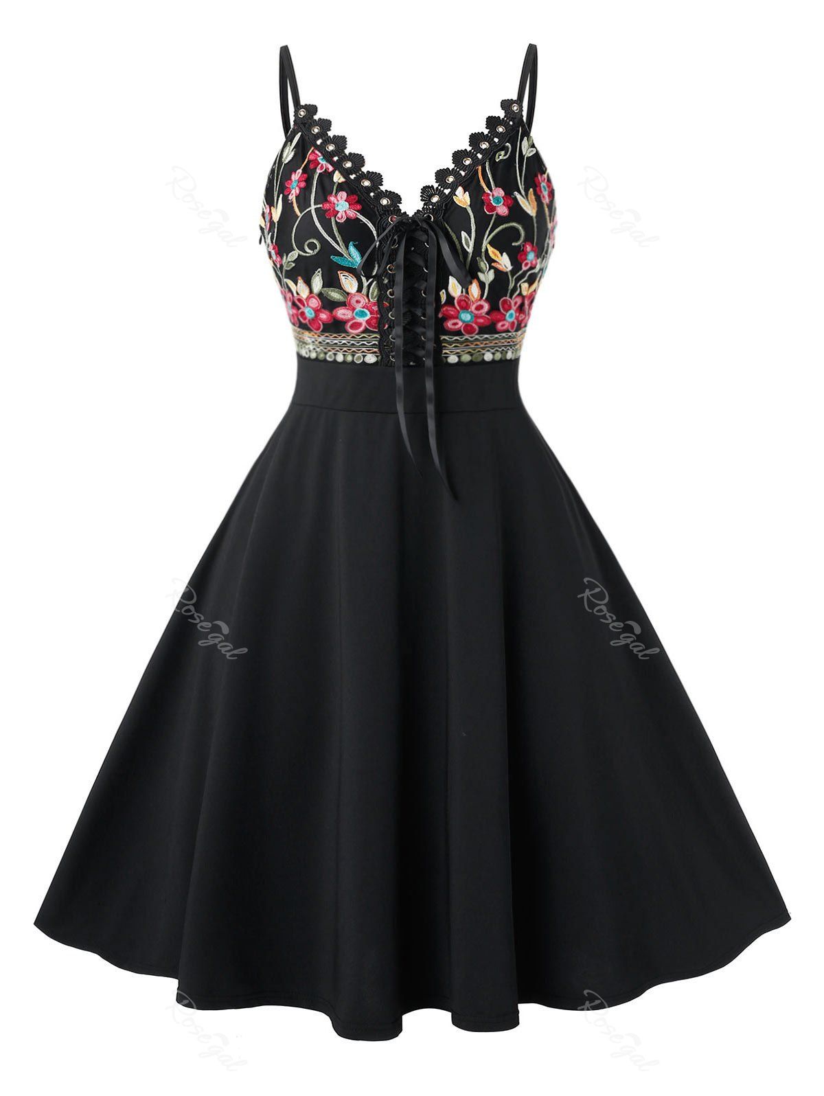 

Plus Size Fit And Flare Sweetheart Neck Strap Dress, Black