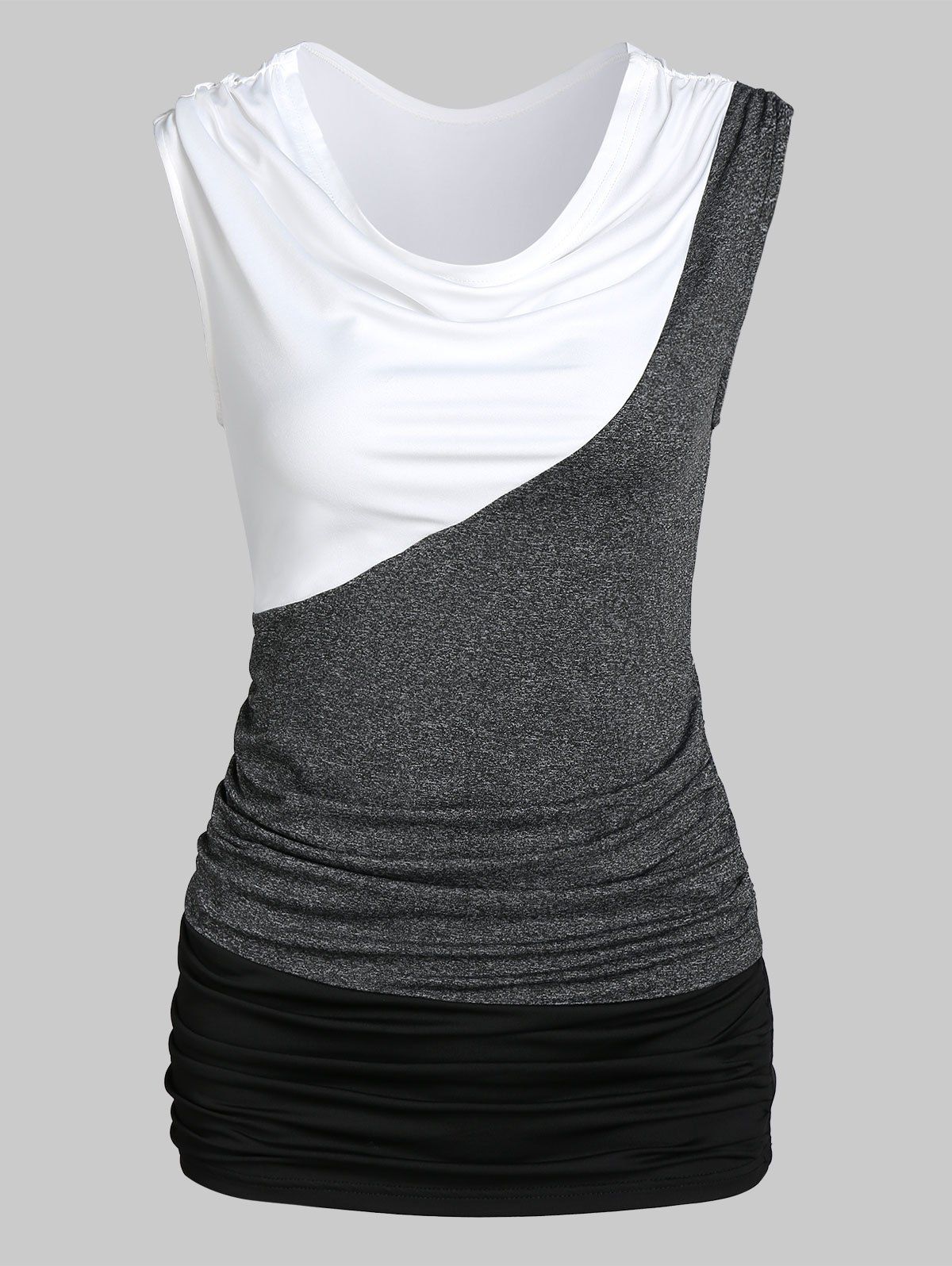 

Color-blocking Cowl Neck Tank Top, Multi-a