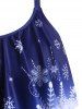 Plus Size Christmas Snowflake Print Overlay Tankini Swimwear -  