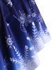Plus Size Christmas Snowflake Print Overlay Tankini Swimwear -  