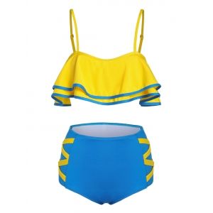 

Two Tone Tie Back Tankini Swimsuit, Multi a