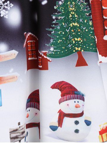 

Snowman Santa Claus Print Christmas Skirt, Black