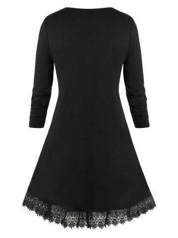 

Plus Size Floral Printed Lace Top, Black