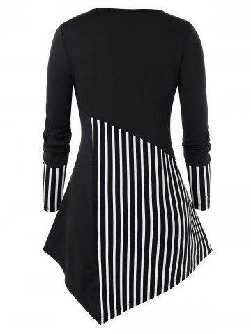 

Plus Size Striped Asymmetric T-Shirt, Multi