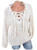 Lace Up Raglan Sleeves Hooded Sweater -  
