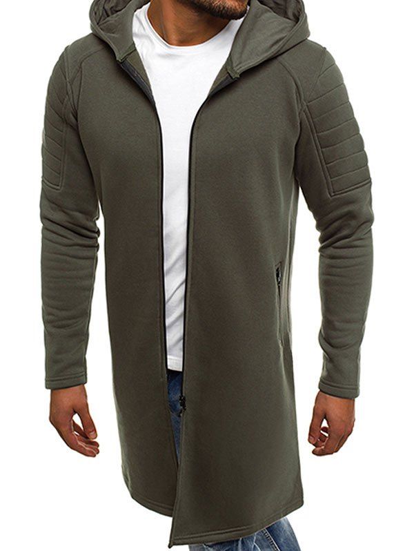 

Zip Up Longline Fleece Hoodie, Army green