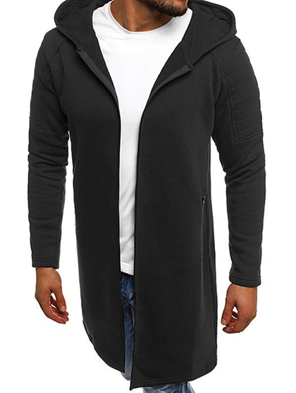 

Zip Up Longline Fleece Hoodie, Black