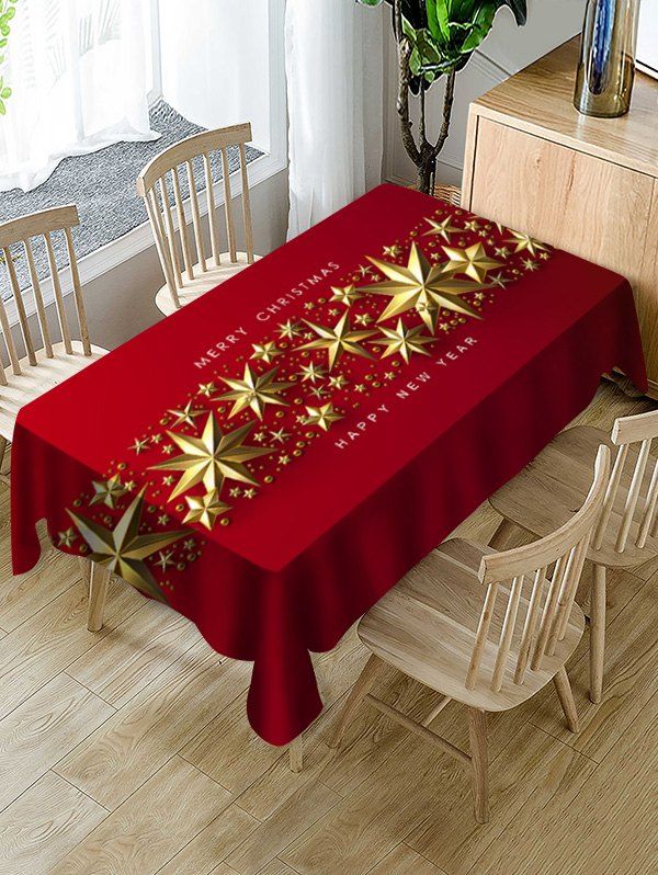 

Merry Christmas New Year Table Cloth, Red wine
