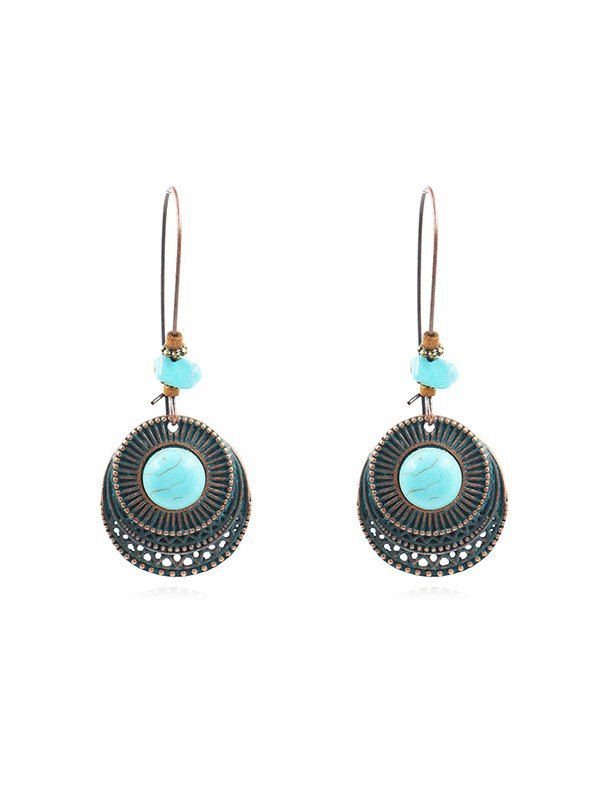 

Ethnic Geometric Hollow Turquoise Drop Earrings, Copper
