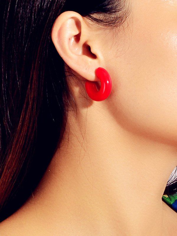

Acrylic Brief C-shaped Stud Earrings, Lava red