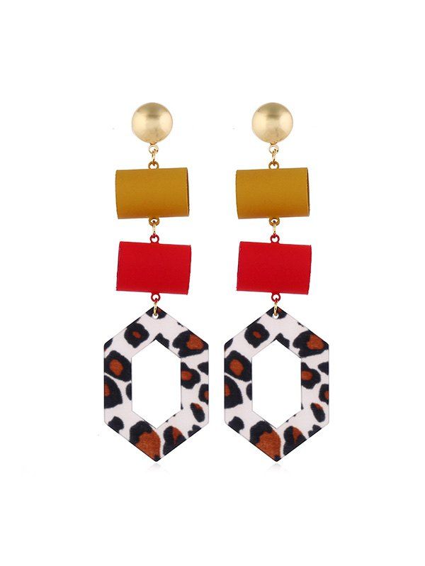 

Leopard Geometric Hollow Acrylic Drop Earrings, Multi
