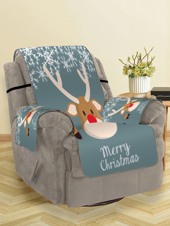 Store Christmas Deer Snowflake Couch Cover  