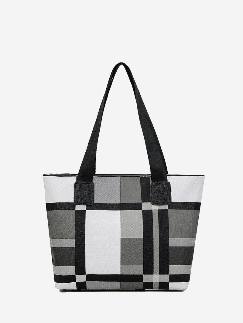 

Geometric Print PU Leather Shoulder Bag, Black