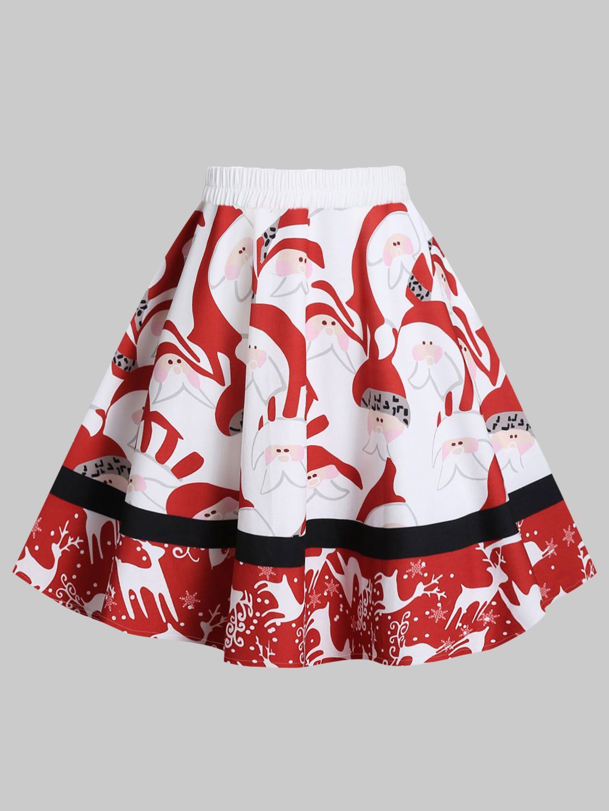 

Snowman Santa Claus Print Christmas Skirt, White