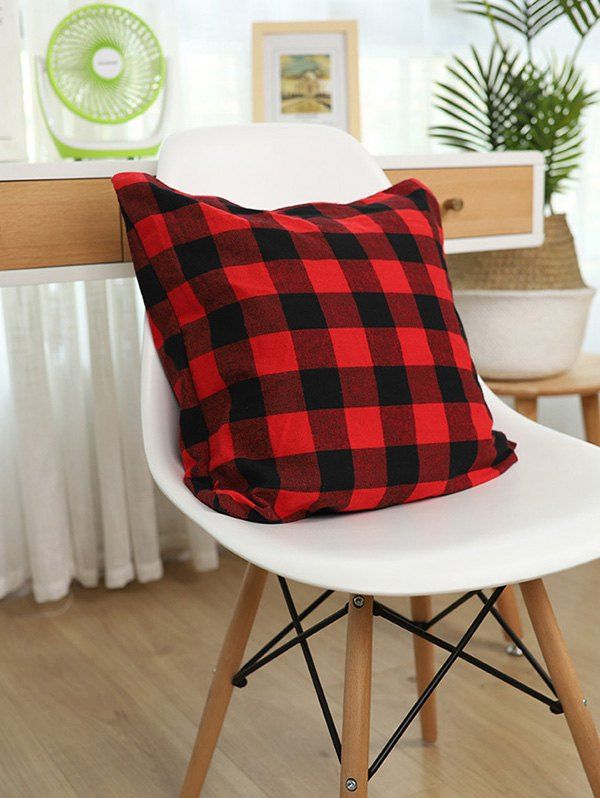

Christmas Plaid Pattern Decorative Pillowcase, Red