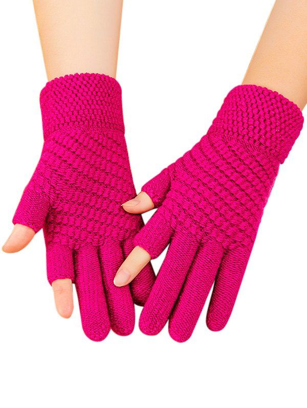 

Solid Simple Thick Winter Study Gloves, Rose red