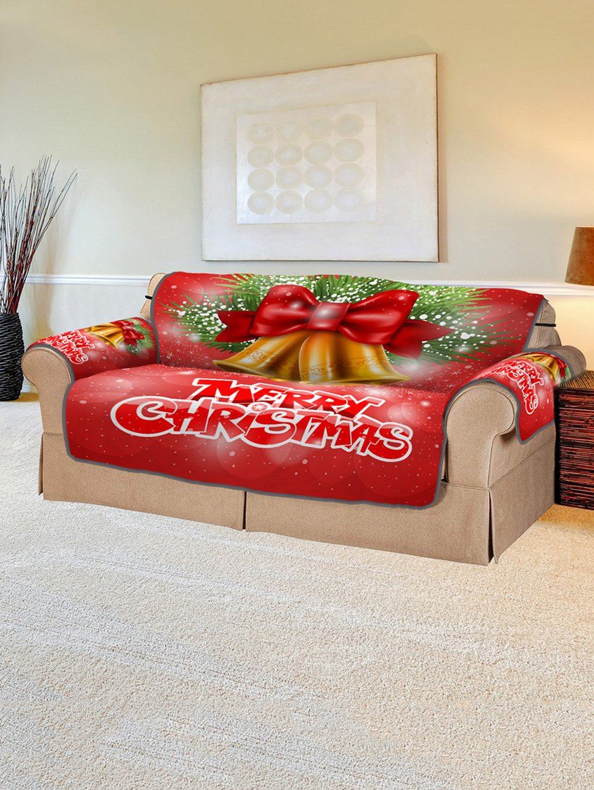 

Merry Christmas Bell Couch Cover, Ruby red