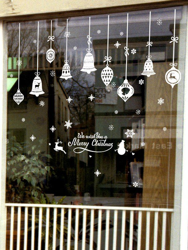 

Christmas Hanging Decorations Greeting Print Wall Art Stickers, White