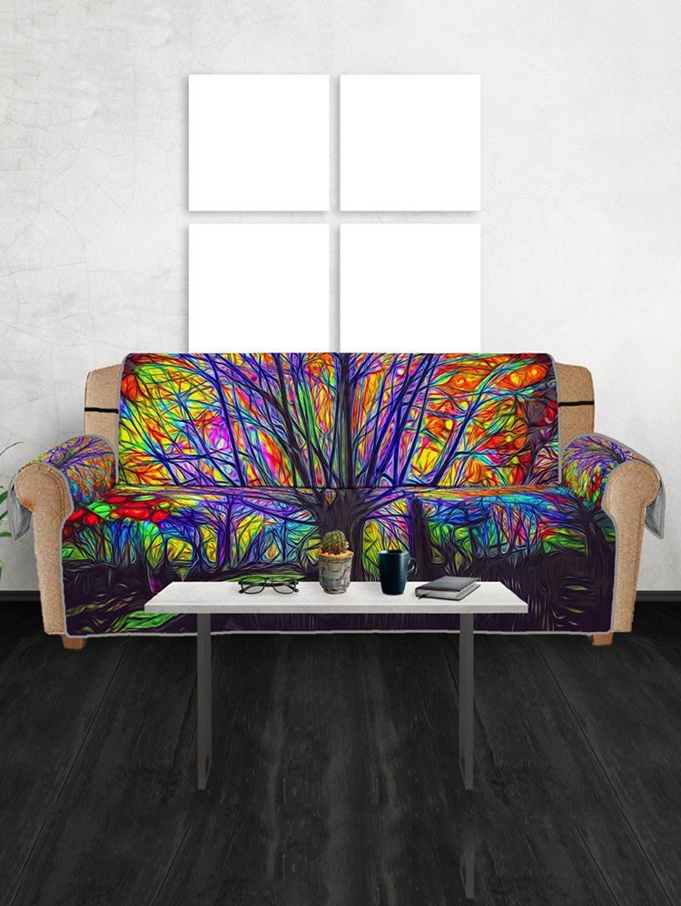 

Colorful Forest Trees Pattern Couch Cover, Multi