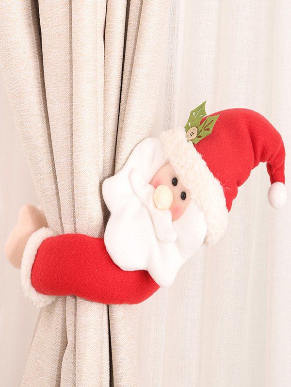

Christmas Decorations Santa Claus Snowman Elk Shape Curtain Ties Holdbacks Doll, Red