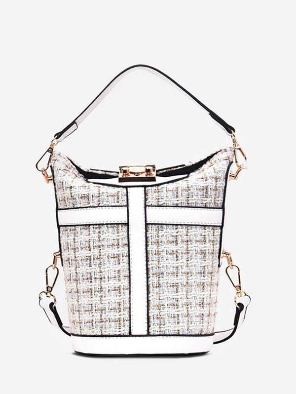 

Top Handle Tweed Bucket Bag, White