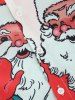 Chemise Boutonnée Père Noël et Notes de Musique Imprimés - Blanc 2XL