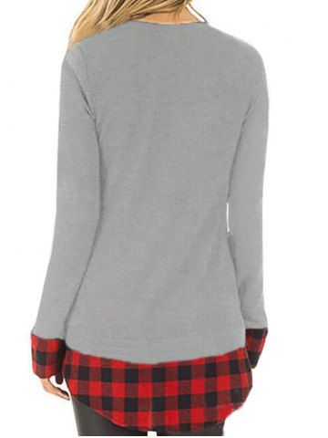 

Christmas Plaid Elk Long Sleeve Knitwear, Gray