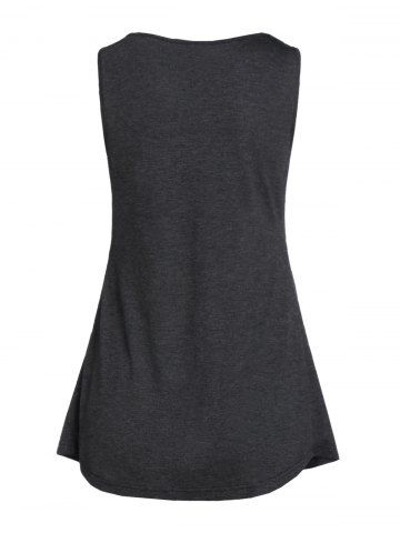 

Plain Front Twist Curved Tank Top, Ash gray