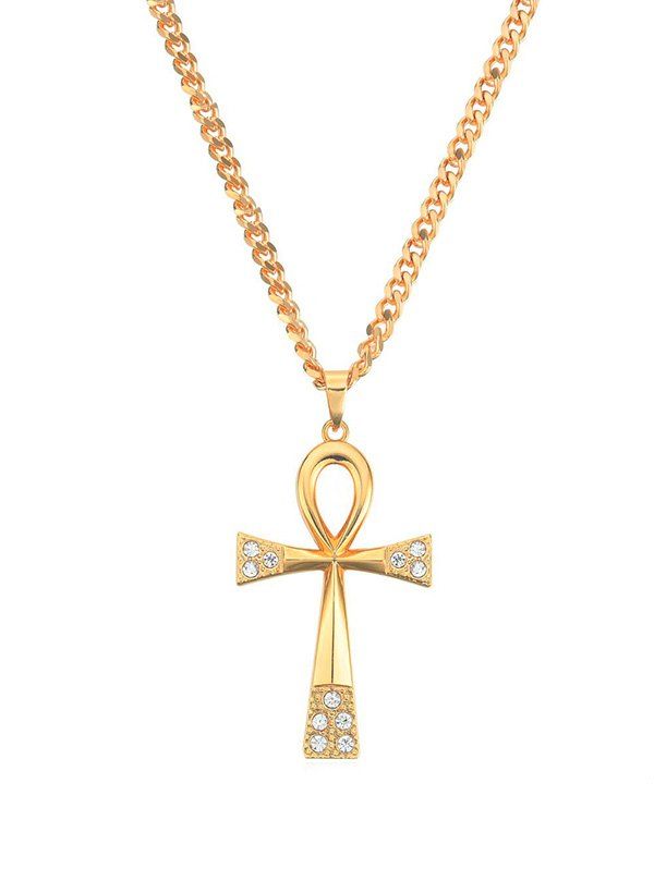 

Rhinestone Bowknot Cross Pendant Necklace, Gold