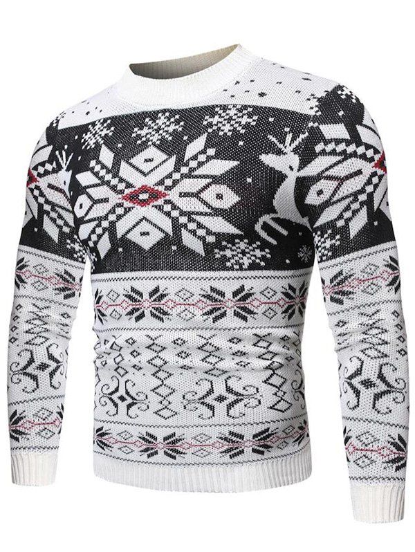 

Christmas Snowflake Geometric Graphic Casual Sweater, White