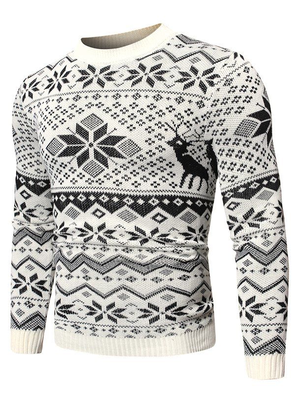 

Christmas Snowflake Graphic Casual Sweater, White