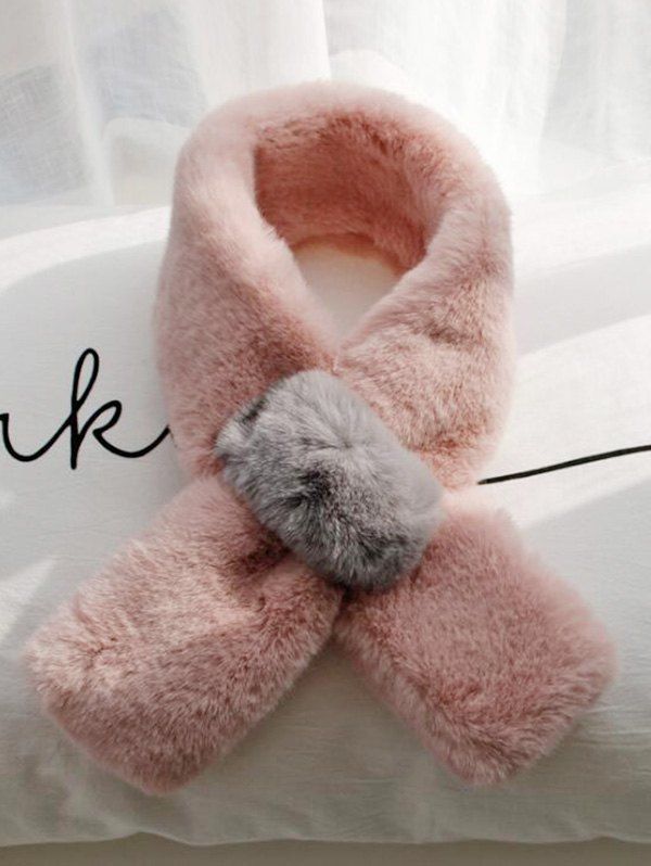 

Winter Colorblock Faux Fur Neck Collar Scarf, Pink