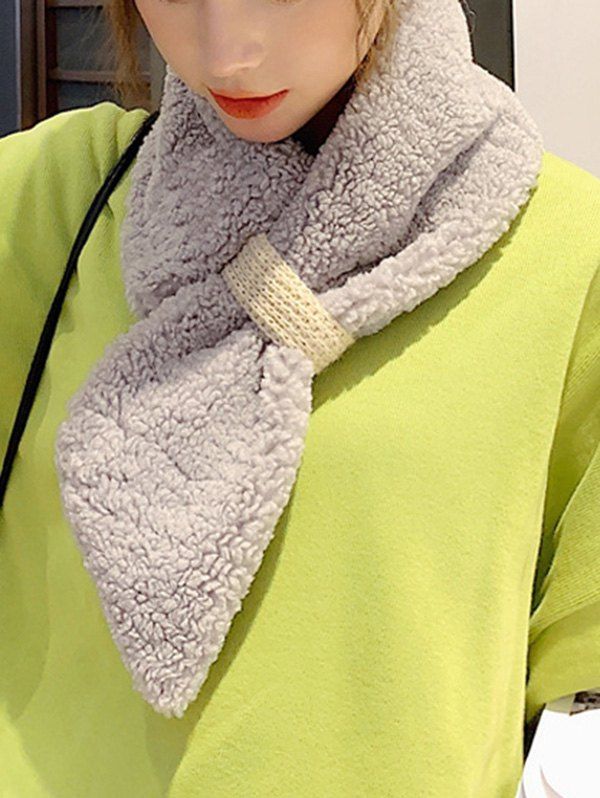 

Winter Solid Lambswool Neck Collar Scarf, Dark gray