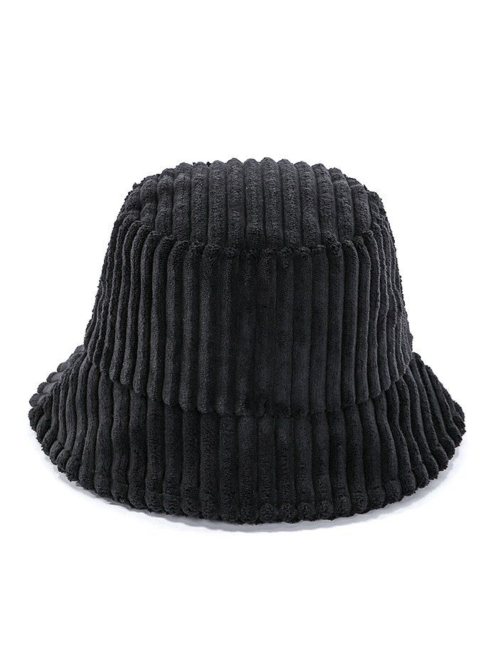 

Corduroy Striped Solid Bucket Hat, Black