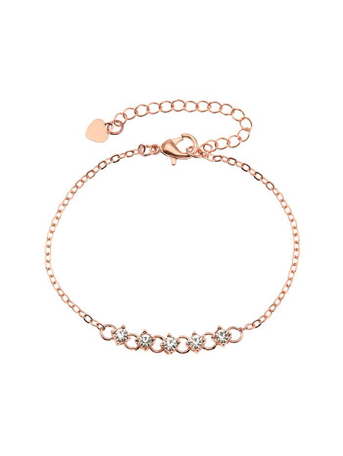 

Rhinestone Brief Chain Bracelet, Rose gold