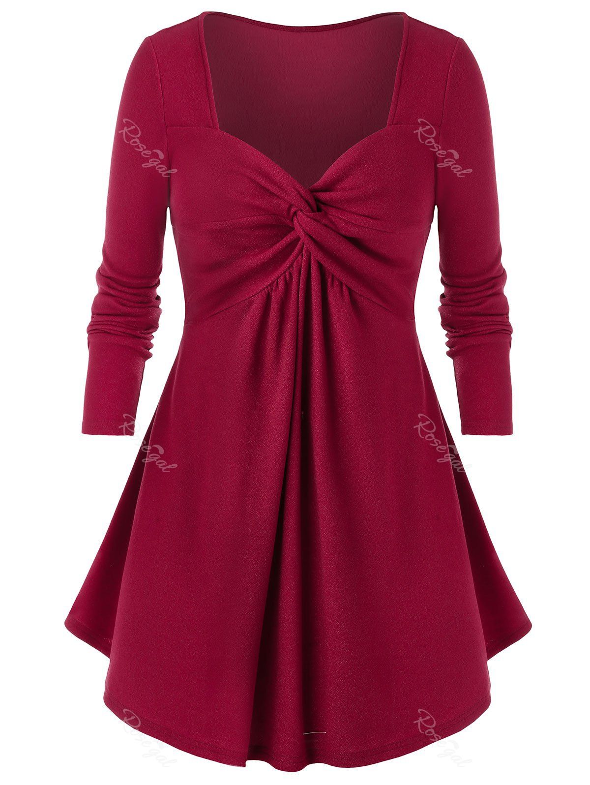 

Plus Size Knot Top, Lava red